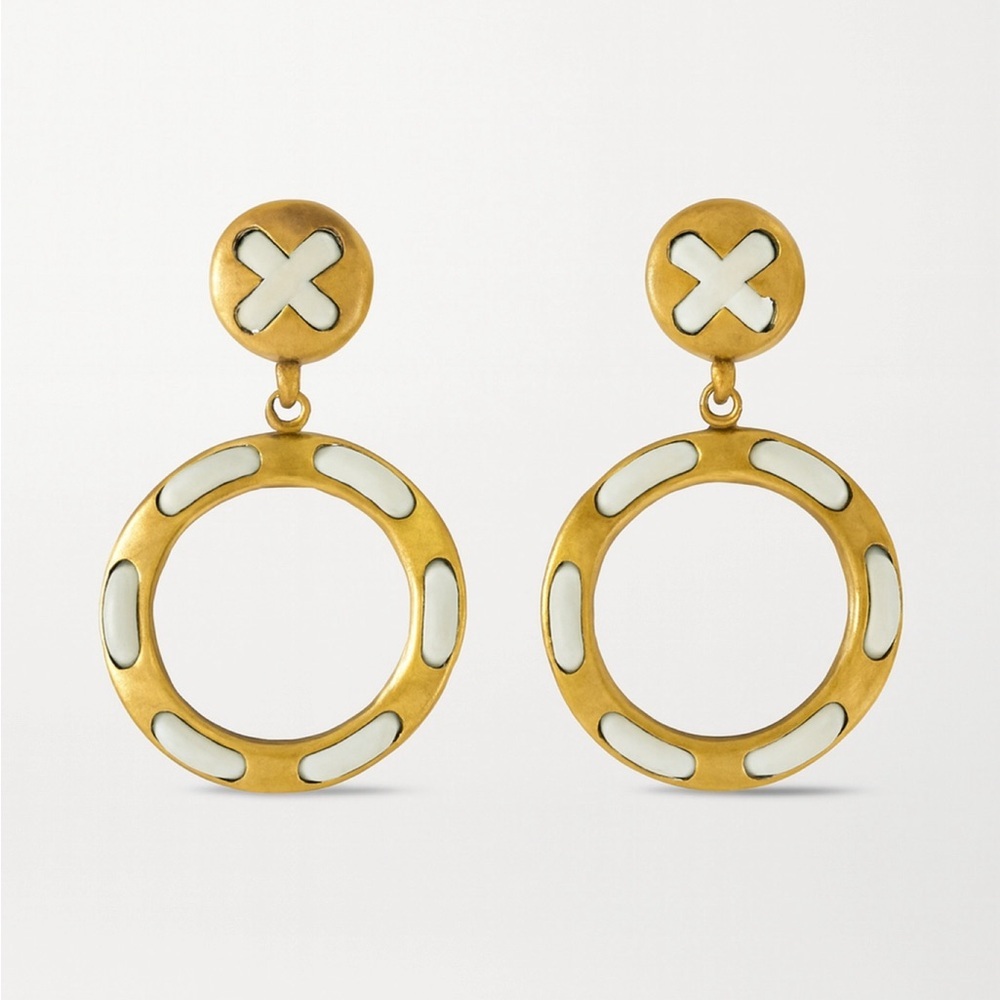 Erwin Pearl Elegant Gold and White Hoop Earrings - Picture 2 of 4